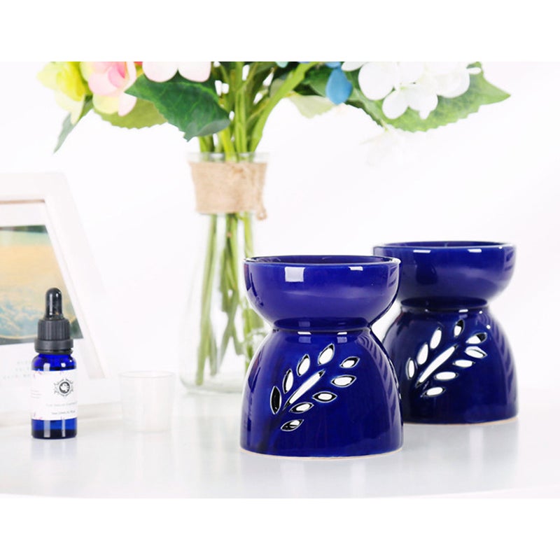 2pcs Ceramic Tea Light Holder Candlestick Hollow Leaf Pattern Aromatherapy for Living Room Balcony Patio Porch ( ) - Image 5