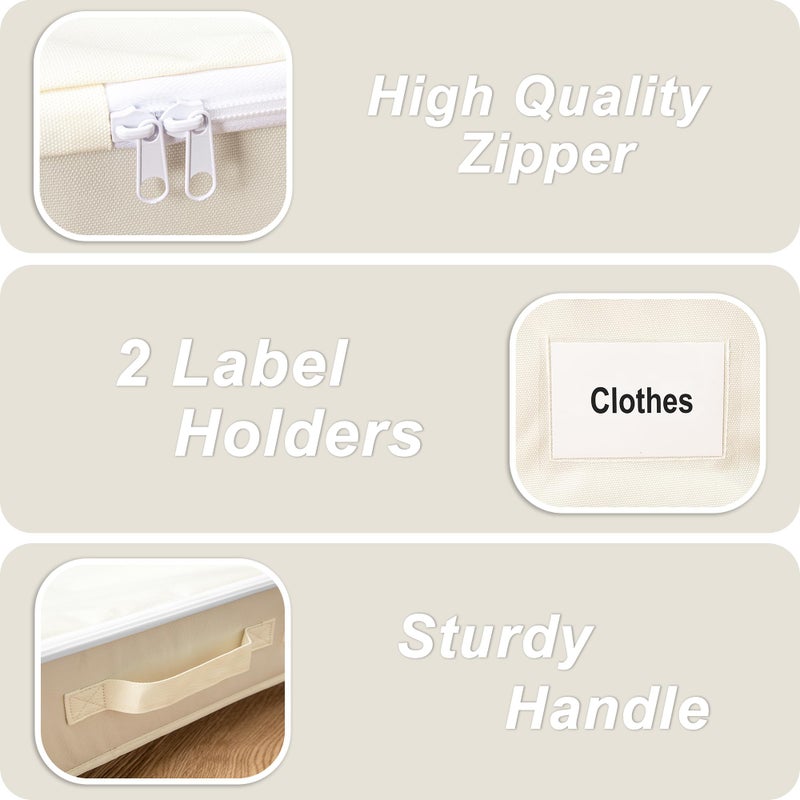 Vincona Under Bed Storage with Wheels, 2 Pack Under Bed Storage Containers with Label Holders for Clothes, Shoes and Blankets, Rolling Underbed Shoe Organizer with Cover, Beige (30.71x15.7x7.28 in) - Image 5