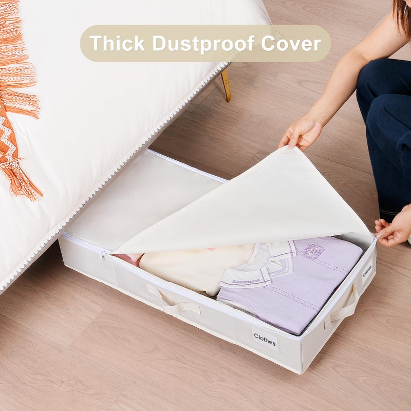 Vincona Under Bed Storage with Wheels, 2 Pack Under Bed Storage Containers with Label Holders for Clothes, Shoes and Blankets, Rolling Underbed Shoe Organizer with Cover, Beige (30.71x15.7x7.28 in) - Image 3