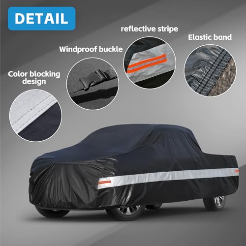 Holthly 10 Layers Truck Cover Waterproof All Weather. Pickup Truck Cover Rain UV Protection. Length: Up to 210 inches, Universal Fit Most Regular Cab Short Box Ford F100 Chevy C10 S10 Ram 150 250. - Image 3