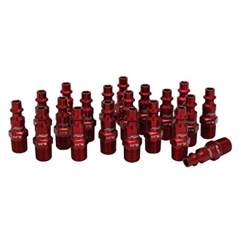 ColorFit من Milton 727MC-20 سدادات هوائية - نمط M، أحمر - 1/4 بوصة NPT ذكر، (صندوق من 20) - Image 1