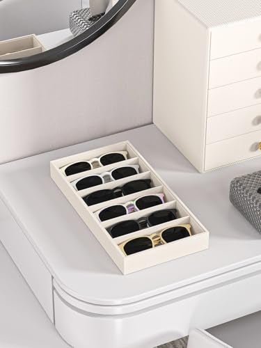 Ausalivan Sunglass Organizer Tray,Eyeglass Storage for Multiple Glasses,Jewelry and Sunglasses Drawer Organizer (Beige 2) - Image 5