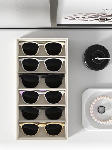 Ausalivan Sunglass Organizer Tray,Eyeglass Storage for Multiple Glasses,Jewelry and Sunglasses Drawer Organizer (Beige 2) - Image 3