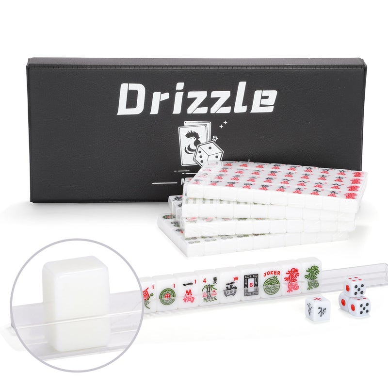 drizzle American Travel Mahjong Set Mini 20mm with Instructions - Portable 166 Tiles - for Beginners with 4PCS Racks 2 Pounds - Mah-Jong Game éº»å°† - Image 1