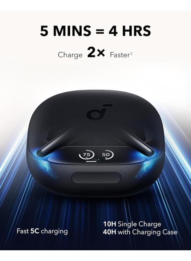 Soundcore Liberty 4 Pro by Anker, Noise Cancelling Wireless Earbuds, 7-Sensor and Real-Time Adaptive Noise Cancelling, 2× Faster Charging, Studio-Level Hi-Fi Music, Clear Calls with 6 Mics and AI Black - Image 3