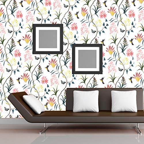Wollzo Flowers and Leaves Self Adhesive Wallpaper Sticker (45 x 500 cm Multicolor) - Image 2