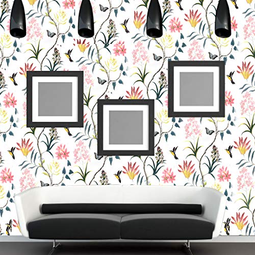 Wollzo Flowers and Leaves Self Adhesive Wallpaper Sticker (45 x 500 cm Multicolor) - Image 4