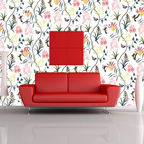 Wollzo Flowers and Leaves Self Adhesive Wallpaper Sticker (45 x 500 cm Multicolor) - Image 3