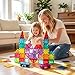 Bmag 130PCS Magnetic Tiles Building Blocks with 2 Cars 3D Clear Magnet Blocks STEM Preschool Toys for 39 Kids Christmas Toddler Gift Compatible with Major Brands - Image 3