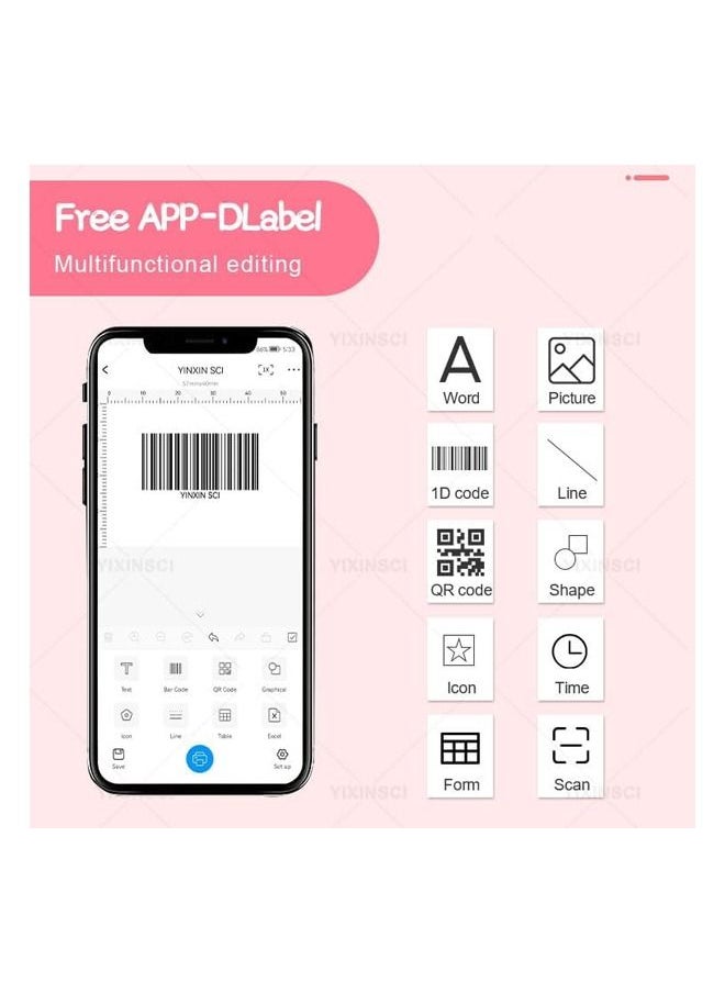 Yameem - PT-260 Label Printer Portable Pocket Thermal Bluetooth Mobile Printer 58mm For Labeling Tag Name Price All-In-One Maker, wireless Printer, Portable printer - Image 1