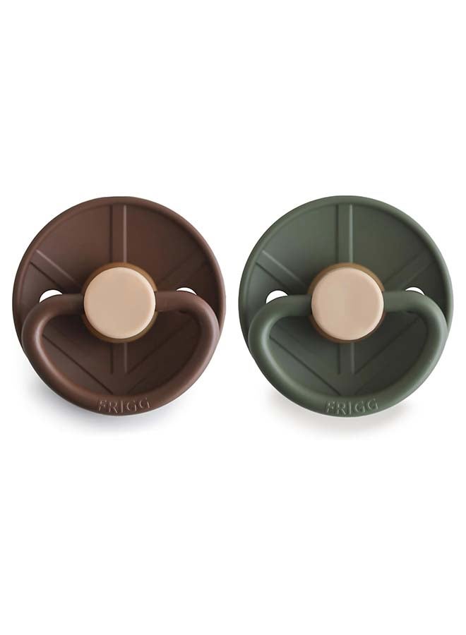 FRIGG Little Viking Silicone Baby Pacifier 6-18M 2-Pack Cocoa/Olive - Size 2 - Image 2