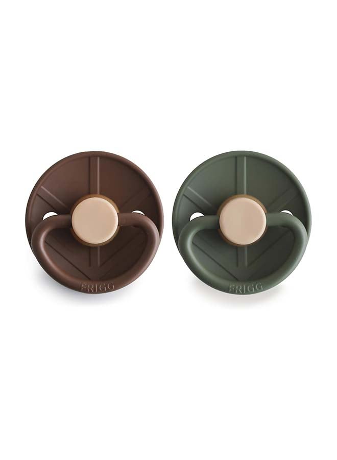 FRIGG Little Viking Silicone Baby Pacifier 6-18M 2-Pack Cocoa/Olive - Size 2 - Image 2