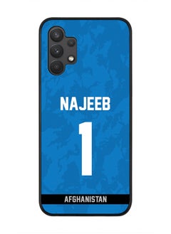 Rugged Black Edge Case for Samsung Galaxy A32 (LTE / 4G), Slim fit Soft Case Flexible thin Cover - Player Name - Najibullah Zadran, Jersey Number- 1