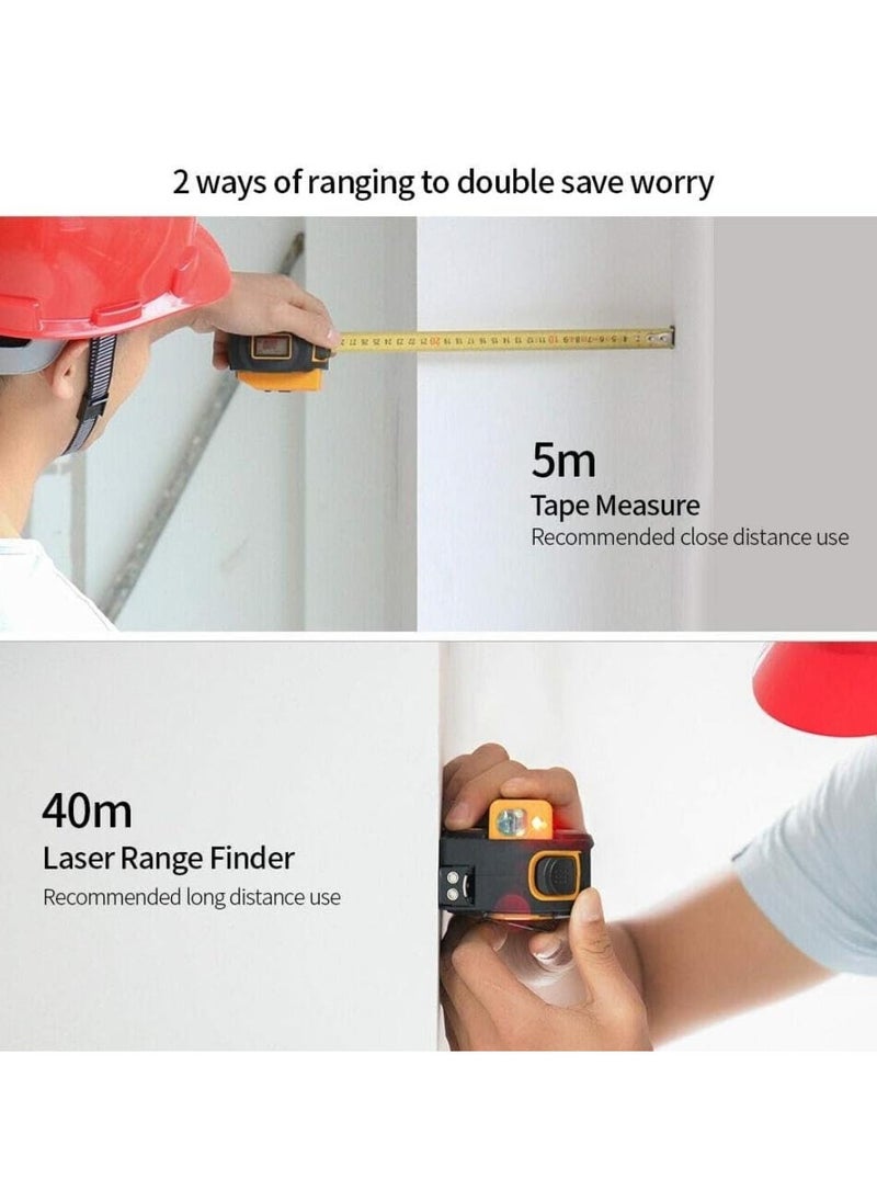 Generic 40 Meter Single Button Laser Distance Meter with 5  Meter Tape Measure - 2-in-1 Digital Distance Infrared Gauge & Range Finder, LCD Measuring Tape  - Image 4