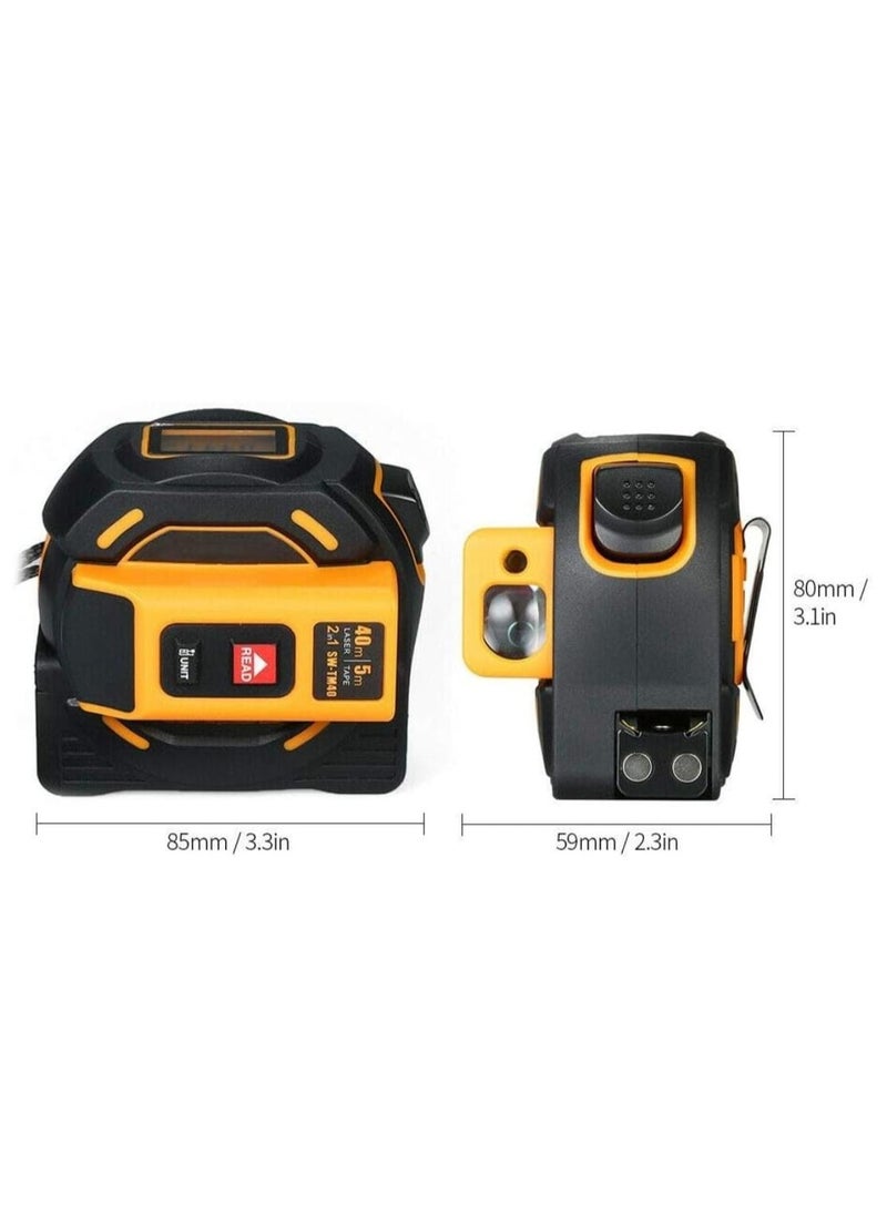 Generic 40 Meter Single Button Laser Distance Meter with 5  Meter Tape Measure - 2-in-1 Digital Distance Infrared Gauge & Range Finder, LCD Measuring Tape  - Image 5