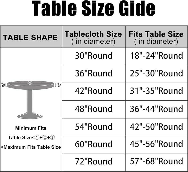 smiry Round Picnic Tablecloth, Waterproof Elastic Fitted Table Covers for 57" - 68" Tables, Wipeable Flannel Backed Vinyl Tablecloths for Camping, Indoor, Outdoor, Beige - Image 2