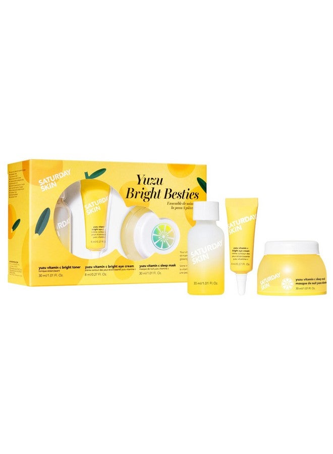 saturday skin 3Piece Skin Care Set Yuzu Vitamin C Sleep Mask Yuzu Vitamin C Bright Toner And Eye Cream Overnight Facial Masks Korean Beauty Best Vitamin C Skincare Set - Image 1