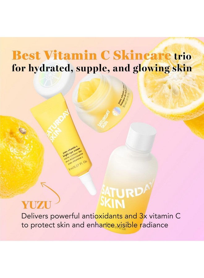 saturday skin 3Piece Skin Care Set Yuzu Vitamin C Sleep Mask Yuzu Vitamin C Bright Toner And Eye Cream Overnight Facial Masks Korean Beauty Best Vitamin C Skincare Set - Image 2