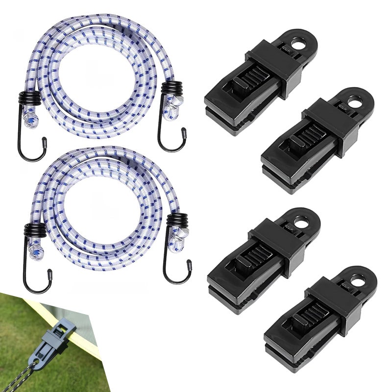 Hugwits 2 PCS Car Cover Gust Straps Wind Protector 508 Ft Bungee Cords with Hooks Locking Clips Car Cover Straps Cars Windproof Secure Tie Down Universal for Most Cars SUVs Trucks - Image 3