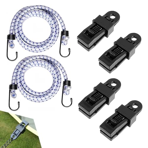 Hugwits 2 PCS Car Cover Gust Straps Wind Protector 508 Ft Bungee Cords with Hooks Locking Clips Car Cover Straps Cars Windproof Secure Tie Down Universal for Most Cars SUVs Trucks - Image 1