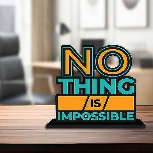 Artvibes Wooden Idols and Figurine Nothing is Impossible Quotes Table Decor for Office Desk Showpiece | Home Decoration | Living Room | Modern Gifting Item (SP_1144) - Image 3