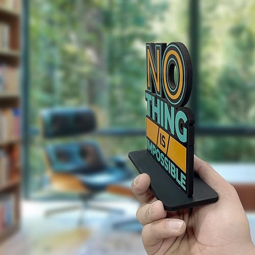 Artvibes Wooden Idols and Figurine Nothing is Impossible Quotes Table Decor for Office Desk Showpiece | Home Decoration | Living Room | Modern Gifting Item (SP_1144) - Image 5