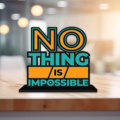 Artvibes Wooden Idols and Figurine Nothing is Impossible Quotes Table Decor for Office Desk Showpiece | Home Decoration | Living Room | Modern Gifting Item (SP_1144) - Image 4