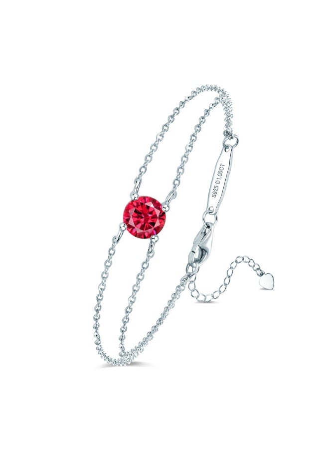 KUYING S925 Sterling Silver Bracelet Birthstone Jewelry-August