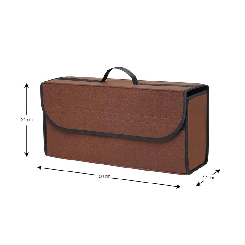 JVCV منظم صندوق السيارة الكبير ®، تخزين السيارة ومنظم ملحقات السيارة المضادة للانزلاق لمنظمة السيارة، SUV، سيدان، شاحنة، ميني فان قاع مضاد للانزلاق (كبير - بني) - Image 3