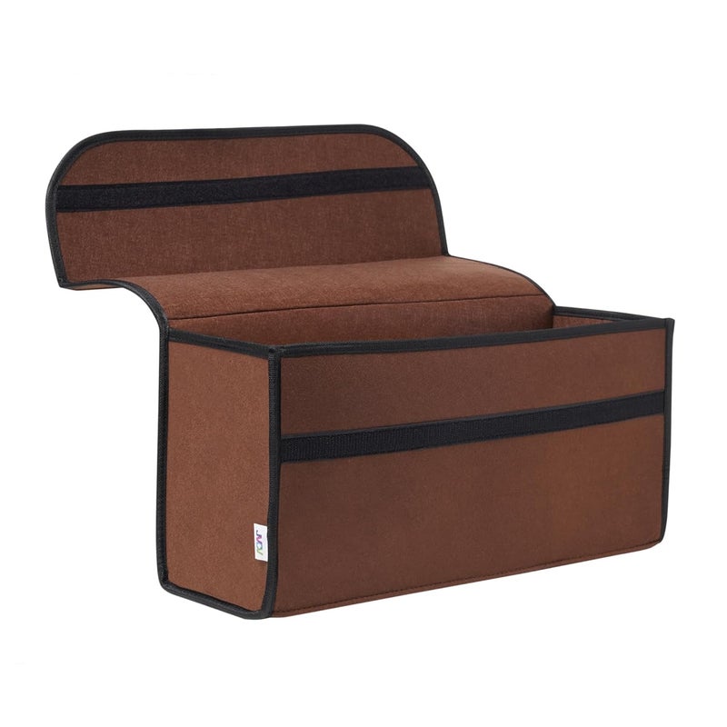 JVCV منظم صندوق السيارة الكبير ®، تخزين السيارة ومنظم ملحقات السيارة المضادة للانزلاق لمنظمة السيارة، SUV، سيدان، شاحنة، ميني فان قاع مضاد للانزلاق (كبير - بني) - Image 4