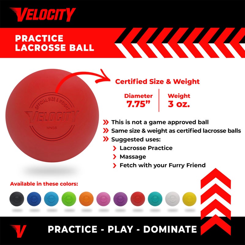 Velocity Practice Lacrosse Balls - 1, 2, 3, 6, 12, 18, 24, 36, 60 and 120 Packs - Official Size and Weight - Red - Image 2
