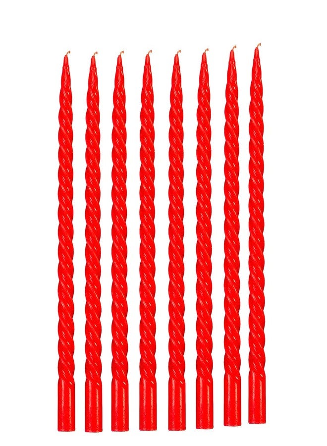 Luces® Smokeless and Dripless Scented Red Spiral Stick Candles for Decorations Dinner Table Wedding Birthday Party Home Decor Festival (Pack of 8) - Image 1