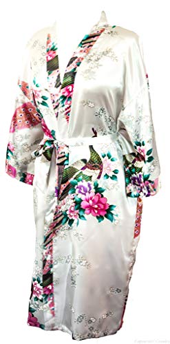 CCcollections Long Kimono Robe for Women, Premium Lightweight Peacock Bridesmaid Robe, Bridal Shower, Birthday Women’s Gift - Image 2