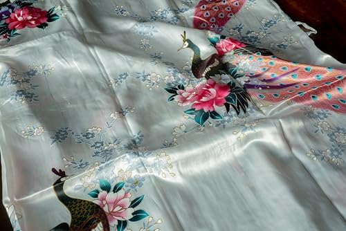 CCcollections Long Kimono Robe for Women, Premium Lightweight Peacock Bridesmaid Robe, Bridal Shower, Birthday Women’s Gift - Image 4