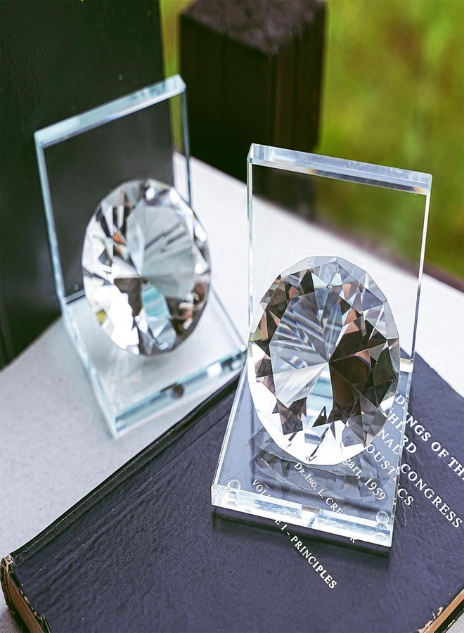 QFkris 1 Pair Crystal Bookends with 80mm Clear Diamond, L Shaped Heavy Duty Book End for Shelves Non Skid Bookends Book Stopper, 4inch - Image 5