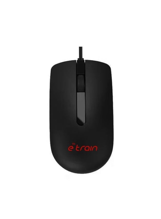 E-Train Wired Optical Mouse MO771 - Black - Image 2