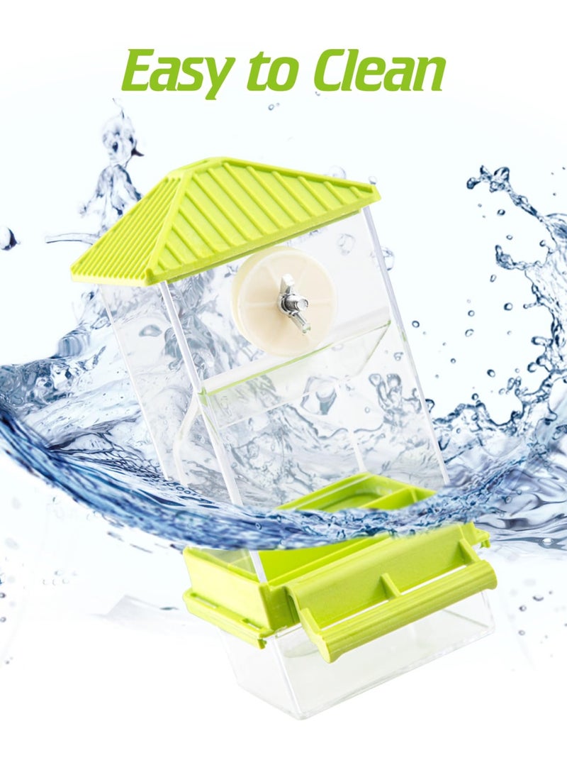 FDTY مجموعة مغذيات مياه للطيور مغذية طيور أوتوماتيكية للأقفاص حاوية طعام شفافة للأقفاص مغذيات بذور الببغاوات الأكريليكية إكسسوارات للطيور الصغيرة الببغاوات الكاكاو الكناري 3.1*3.26*7.3 بوصة - Image 5