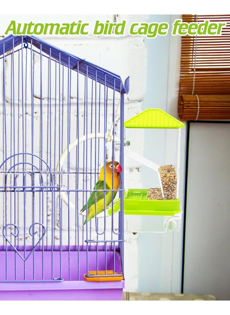 FDTY مجموعة مغذيات مياه للطيور مغذية طيور أوتوماتيكية للأقفاص حاوية طعام شفافة للأقفاص مغذيات بذور الببغاوات الأكريليكية إكسسوارات للطيور الصغيرة الببغاوات الكاكاو الكناري 3.1*3.26*7.3 بوصة - Image 2