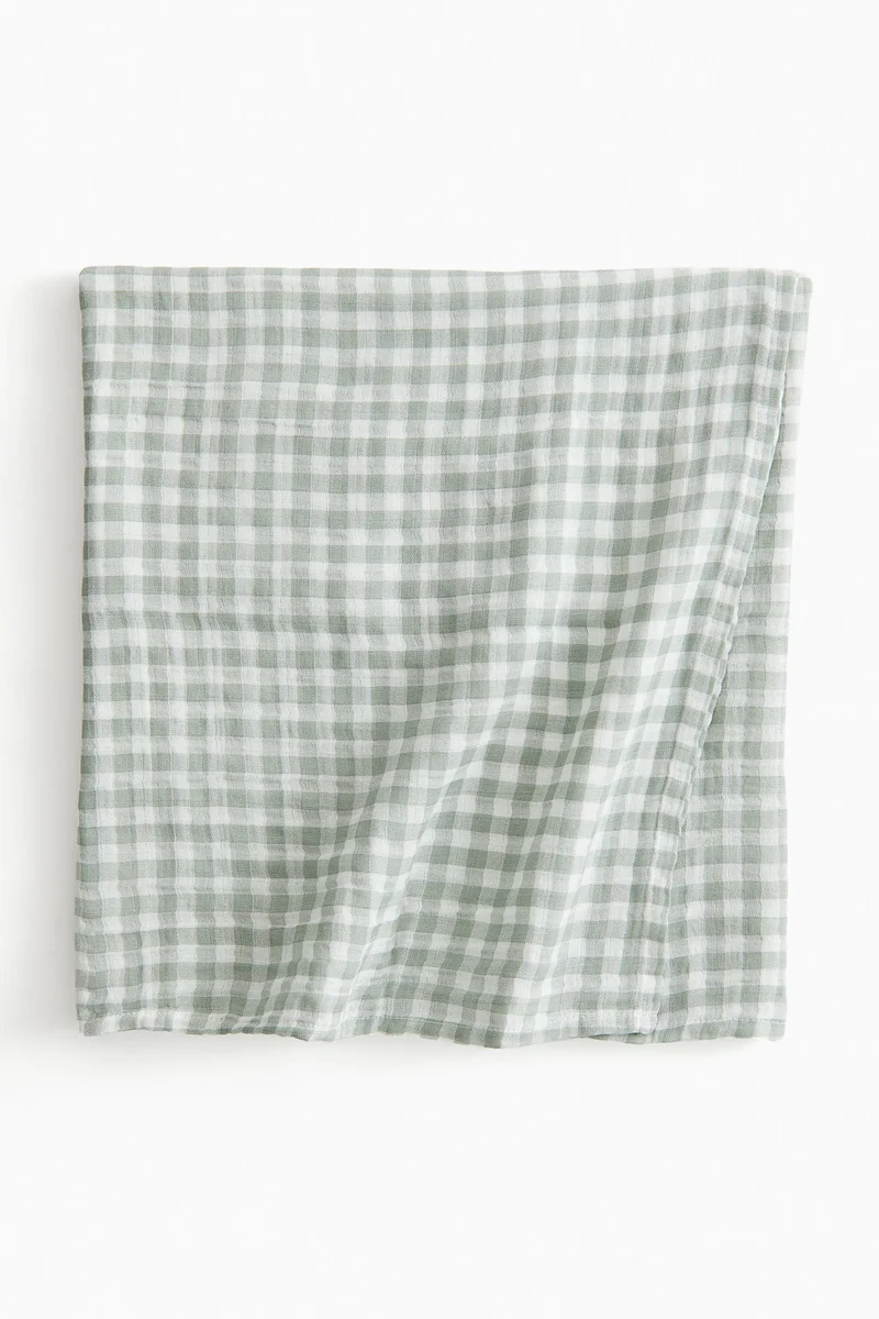 H&M Checked cotton muslin comfort blanket
