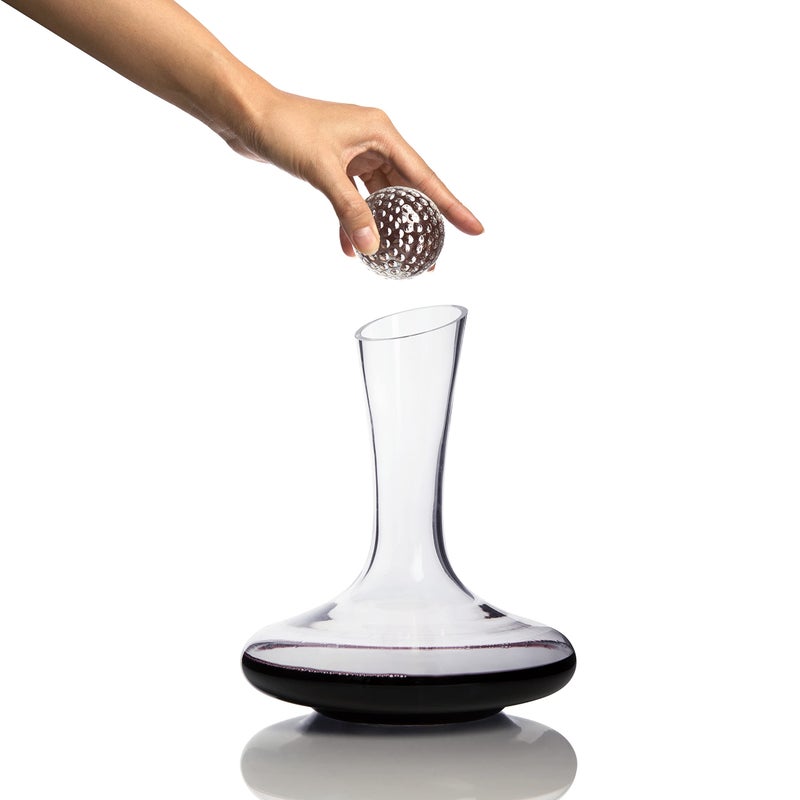 JEM GLASS Crystal Wine Decanter with Globe or Golf Ball Stopper - 58 oz Aerating Carafe for Red and White Wine - Lead-Free - Great Gift for Wine Lovers - With Gift Packaging (Golf Ball Stopper)  - Image 1