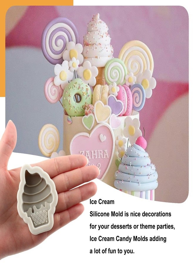 Sijiangmold Ice Cream Donut Silicone Molds Macaron Fondant Molds For Cupcake Topper Cake Decorating Chocolate Candy Polymer Clay Gum Paste Set Of 4 - Image 3