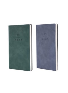 Pocket To Do List Notebooks Set of 2 Soft Leather 196 Pages Ideal for Daily Planning and School Use Dark Blue and Green