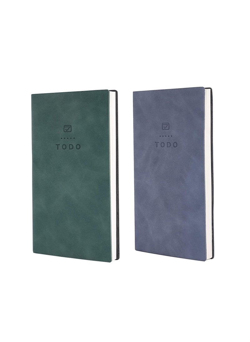 Generic - Pocket To Do List Notebooks Set of 2 Soft Leather 196 Pages Ideal for Daily Planning and School Use Dark Blue and Green - Image 1