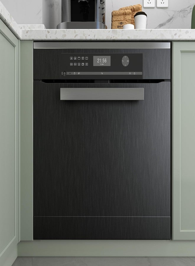 Livelynine Brushed Black Peel and Stick Wallpaper Stainless Steel Contact Paper for Appliances Dishwasher Refrigerator Door Covers Fridge Vinyl Wrap Waterproof Kitchen Counter Top Cover 15.8x78.8 - Image 3