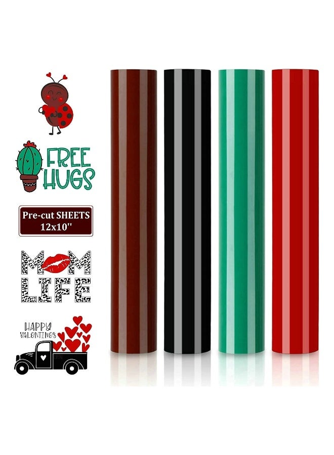 HTV Heat Transfer Vinyl Starter Bundle Fathers Day Cricut Iron Everyday Iron Vinyl for T Shirt Bags Totes Matte Finsh 4 Pre Cut Sheets  - Image 1