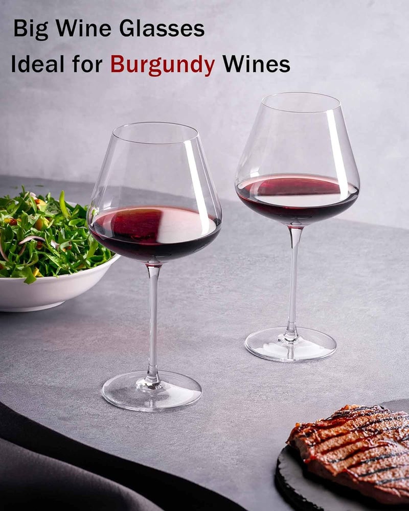JBHO Set of 4-21 Ounce Hand Blown Italian Style Crystal Burgundy Wine Glasses - Lead-Free Premium Crystal Clear Glass - Gift-Box for any Occasion - Image 3