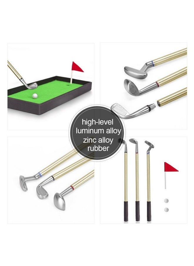 Juboury - Golf Pen Set, Mini Desktop Golf Ball Pen Gift Set With Putting Green, Flag,3 Golf Clubs Pens & 2 Balls, From Daughter Son Wife - Image 1