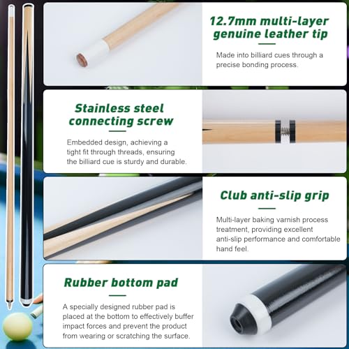 Yeesingsen Pool Balls Set, Pool Table Accessories Kit, Complete Billiard Game Kit, Including Billiards, Cues, Chalk, Pool Table Kit - Image 2