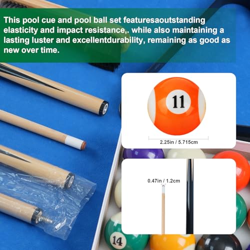 Yeesingsen Pool Balls Set, Pool Table Accessories Kit, Complete Billiard Game Kit, Including Billiards, Cues, Chalk, Pool Table Kit - Image 3