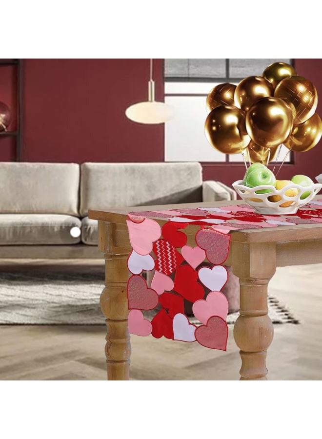 OWENIE Valentine‘s Day Table Runners, 70 Inches Long, Red Valentines Table Runner Embroidered Love Heart Red Table Decorations, Mother's Day or Wedding Table Decor , Machine Washable - Image 2